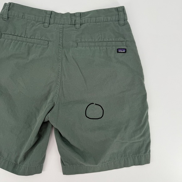 Patagonia Men All Wear Organic Cotton Chino Shorts Sz 28 Green Outdoor Worn Wear - Picture 9 of 11